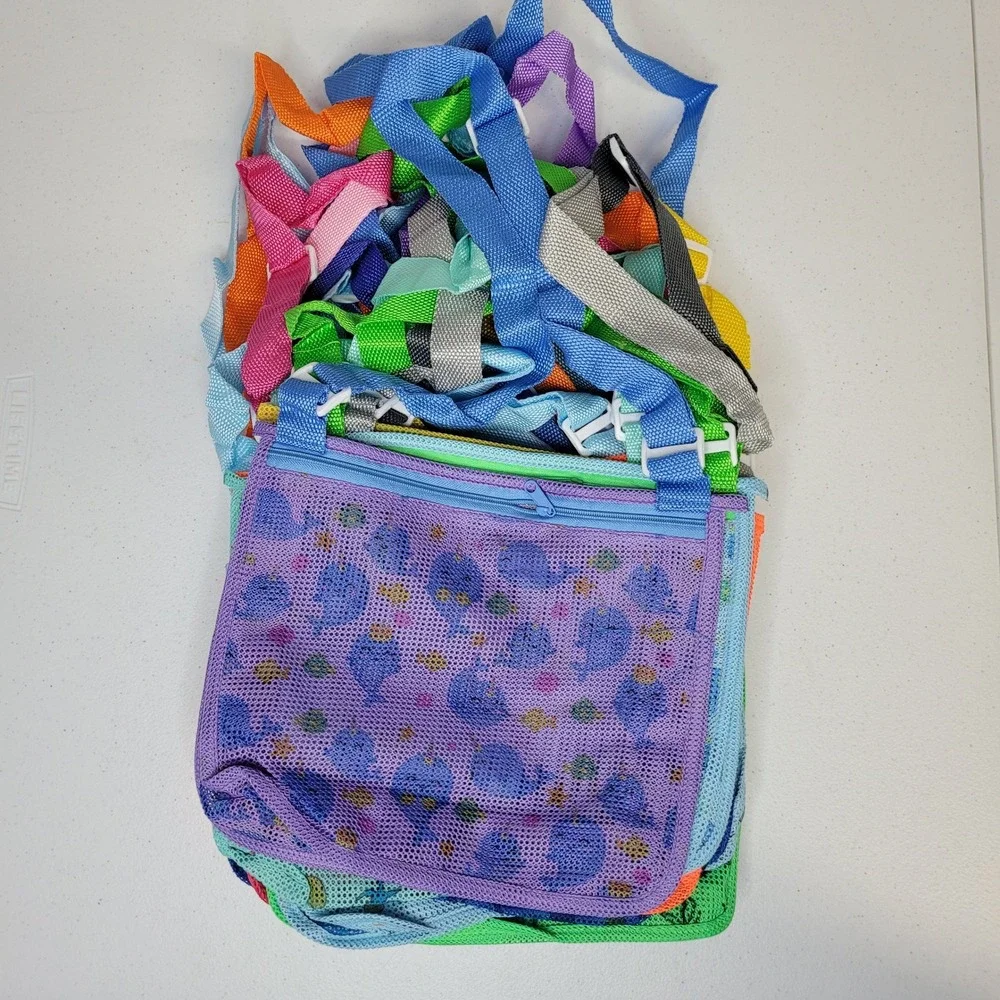 Kids Mesh Beach Bags Toys Shells Organizer Zipper Assorted Colors Set of‎ 18